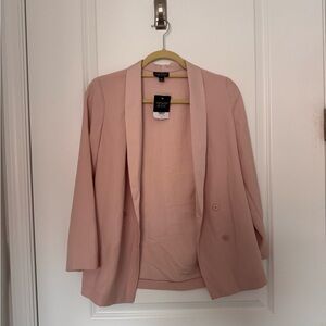 Topshop Pink Blazer Modern Open-Front Suit Jacket
